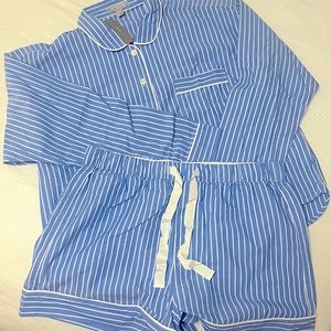 J. Crew Long-sleeve Cotton Poplin Pajama Short Set in Stripe